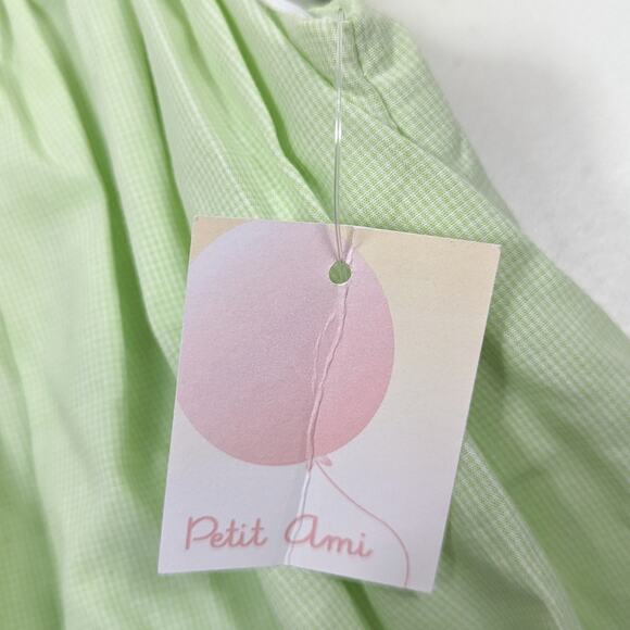 Petit Ami Dress Girls Size 2T Green Gingham Smocked Bunny Flutter Boutique - Picture 5 of 5